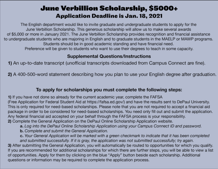 June Verbillion Scholarship Description